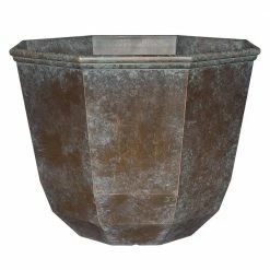 Classic Home & Garden 15 in. Weathered Copper Shaina Resin Planter