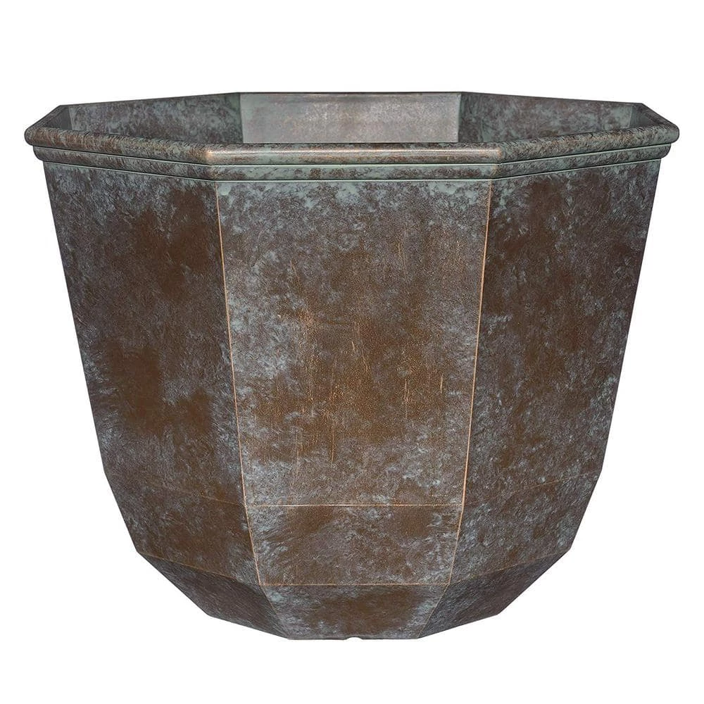 Classic Home & Garden 15 in. Weathered Copper Shaina Resin Planter 3 Classic Home & Garden 15 in. Weathered Copper Shaina Resin Planter