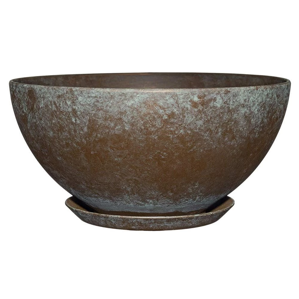 Classic Home & Garden 10 in. Weathered Copper Rosie Bowl Resin Planter 4 Classic Home & Garden 10 in. Weathered Copper Rosie Bowl Resin Planter - Image 2