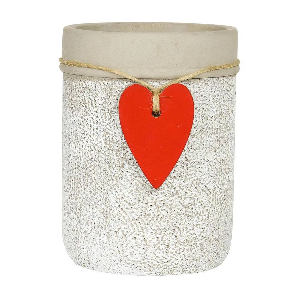 Classic Home & Garden 4.75 in. Whitewash Cement Heart Vase Planter 3 Classic Home & Garden 4.75 in. Whitewash Cement Heart Vase Planter
