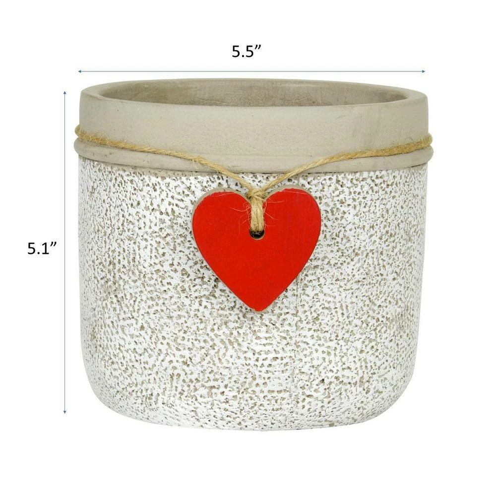 Classic Home & Garden Heart Large Whitewash Cement Pot Planter 6 Classic Home & Garden Heart Large Whitewash Cement Pot Planter - Image 4
