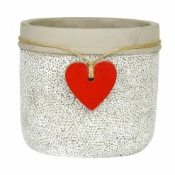 Classic Home & Garden Heart Large Whitewash Cement Pot Planter
