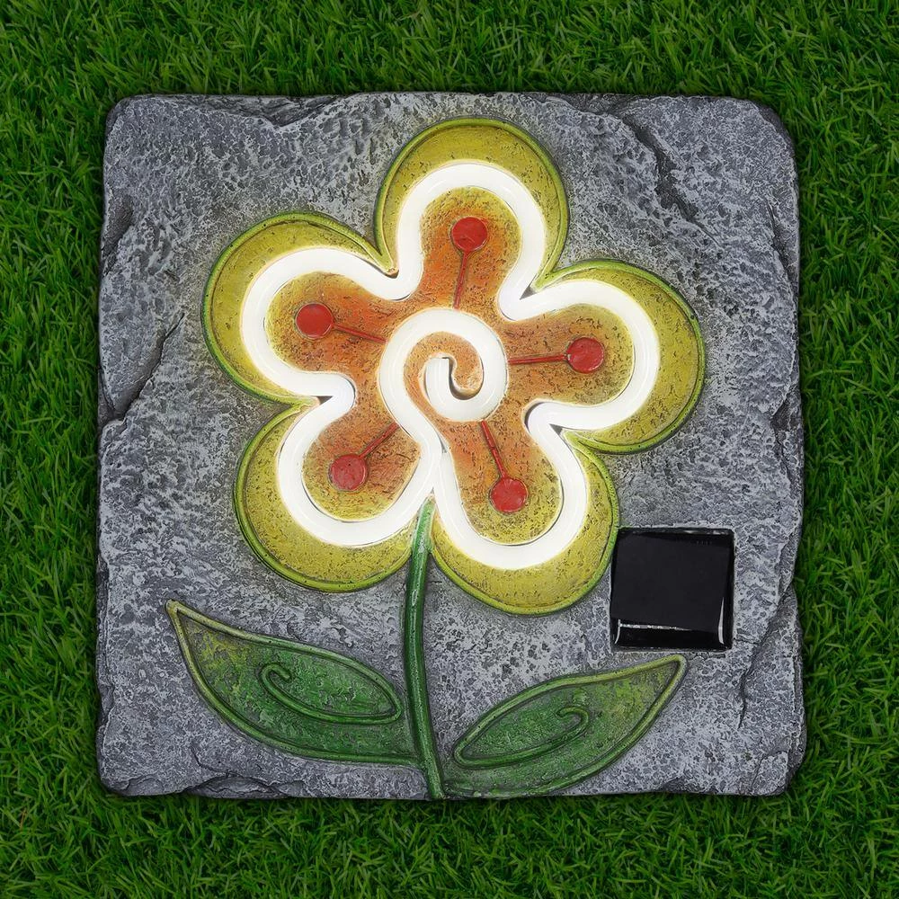 Exhart Solar Flower 9.84 in. x 9.84 in. x 1.18 in. Yellow Flower Resin Step Stone 12 Exhart Solar Flower 9.84 in. x 9.84 in. x 1.18 in. Yellow Flower Resin Step Stone - Image 10
