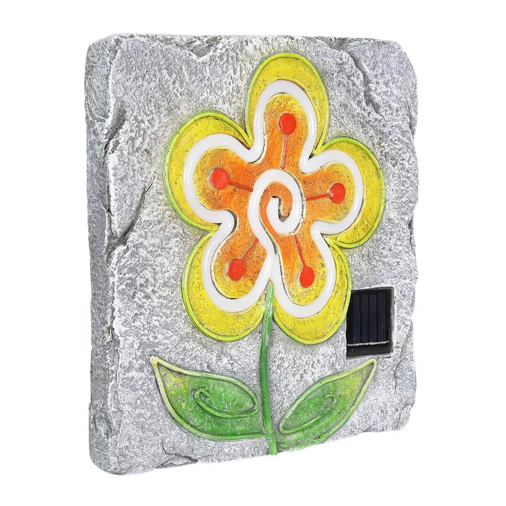 Exhart Solar Flower 9.84 in. x 9.84 in. x 1.18 in. Yellow Flower Resin Step Stone 4 Exhart Solar Flower 9.84 in. x 9.84 in. x 1.18 in. Yellow Flower Resin Step Stone - Image 2