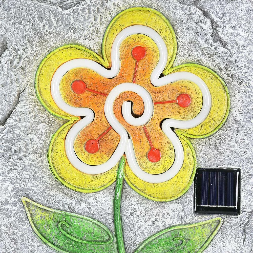 Exhart Solar Flower 9.84 in. x 9.84 in. x 1.18 in. Yellow Flower Resin Step Stone 7 Exhart Solar Flower 9.84 in. x 9.84 in. x 1.18 in. Yellow Flower Resin Step Stone - Image 5