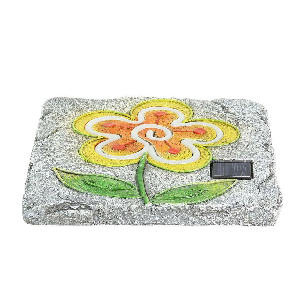 Exhart Solar Flower 9.84 in. x 9.84 in. x 1.18 in. Yellow Flower Resin Step Stone 10 Exhart Solar Flower 9.84 in. x 9.84 in. x 1.18 in. Yellow Flower Resin Step Stone - Image 8